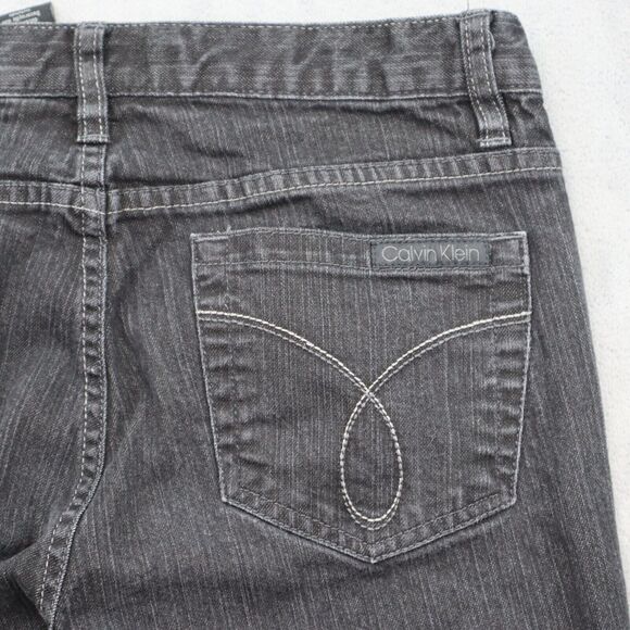 Calvin Klein Pants Womens 28 Black Skinny Mid Rise Button Dark Wash Denim Jeans - Picture 11 of 16